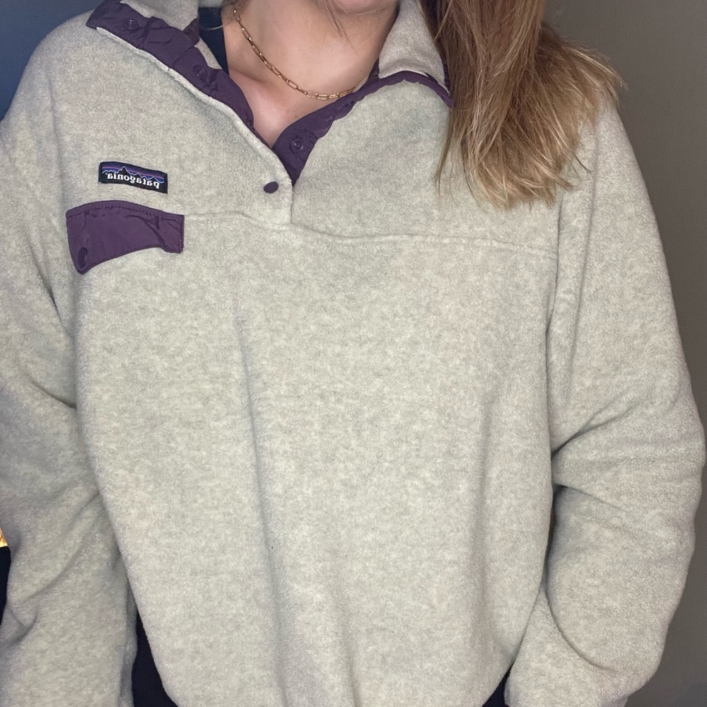 Patagonia Cream/Purple Synchilla Pullover